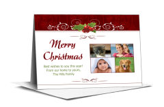 Christmas Decorative Holly Berries Cards with multiple photo 7.875